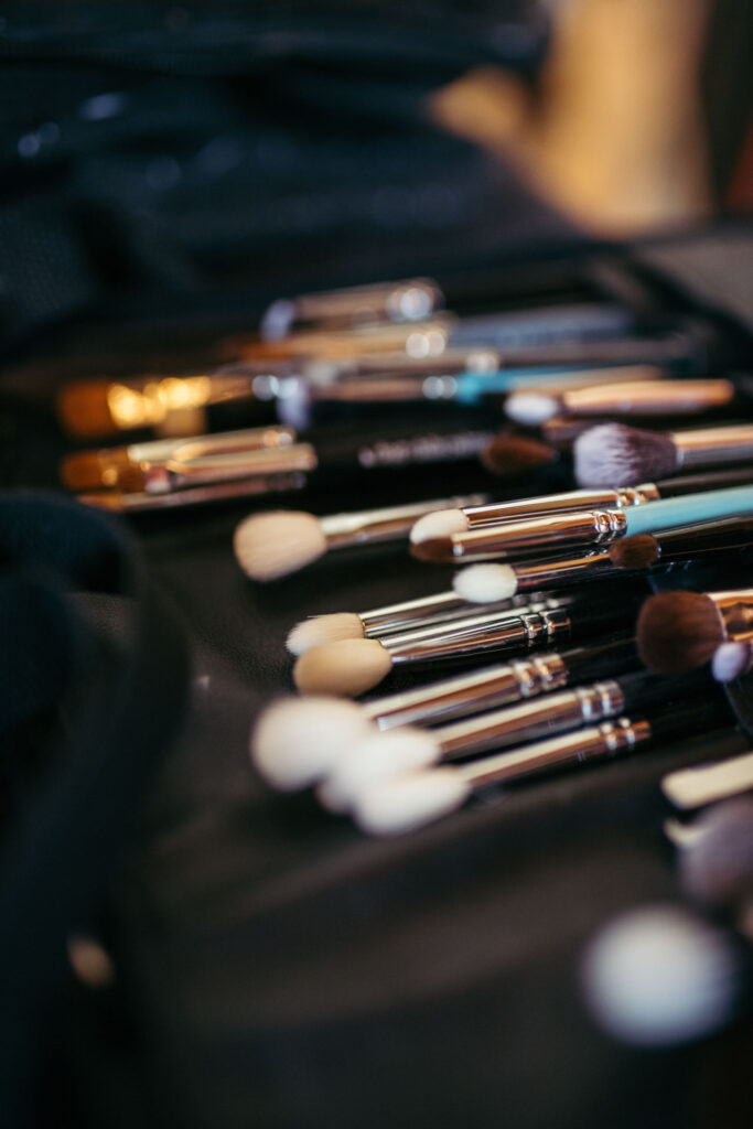 Make-up brushes during a bride preparation in Venice