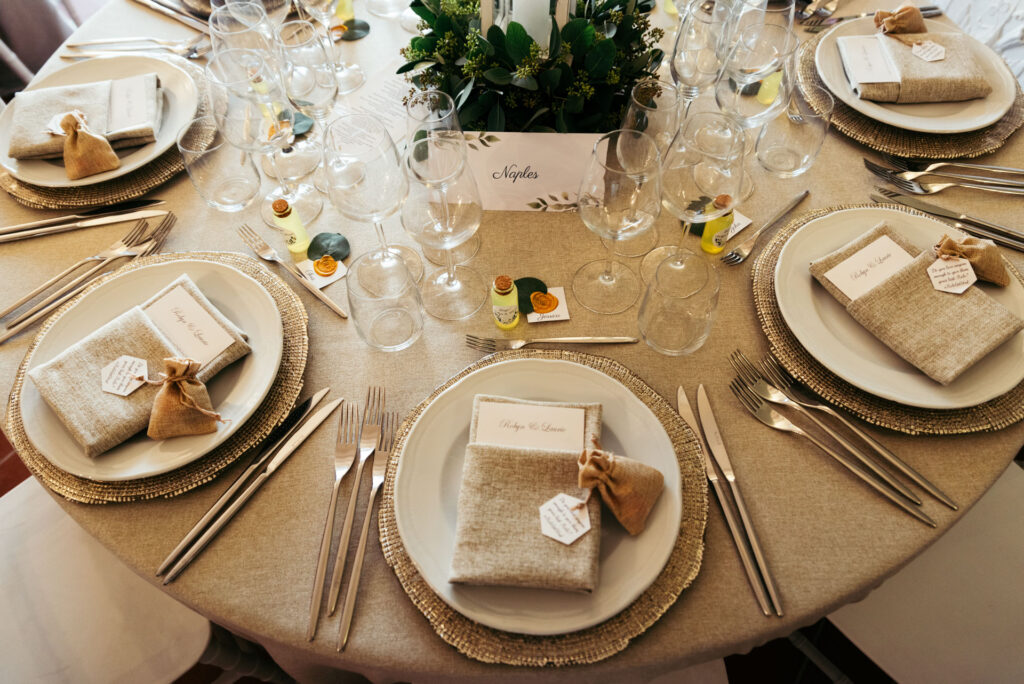 Detail of Tuscany wedding table setting