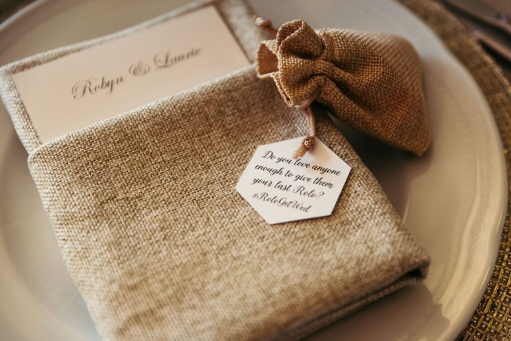 Detail of Tuscany wedding table setting