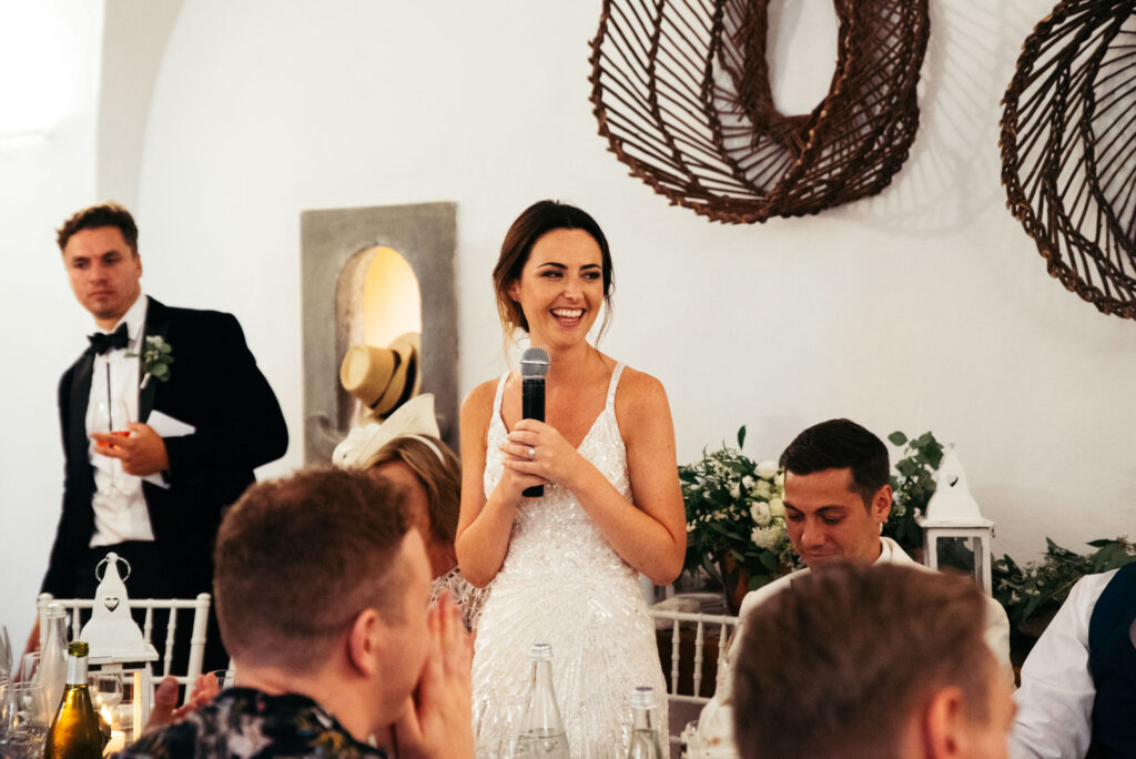 The bride makes a speech