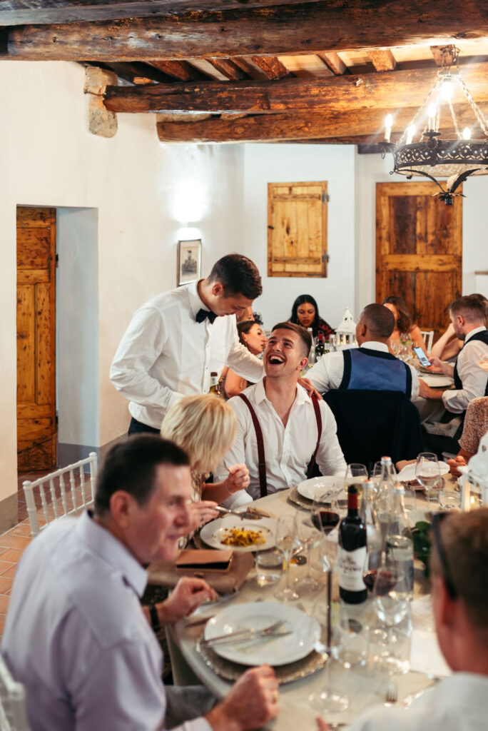 Guests having fun during the wedding dinner