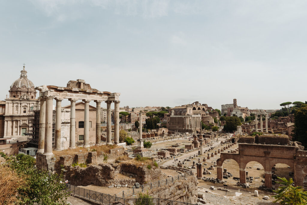 Classic view over the Roman Forum, one of the most meaningful elopement spots in Rome
