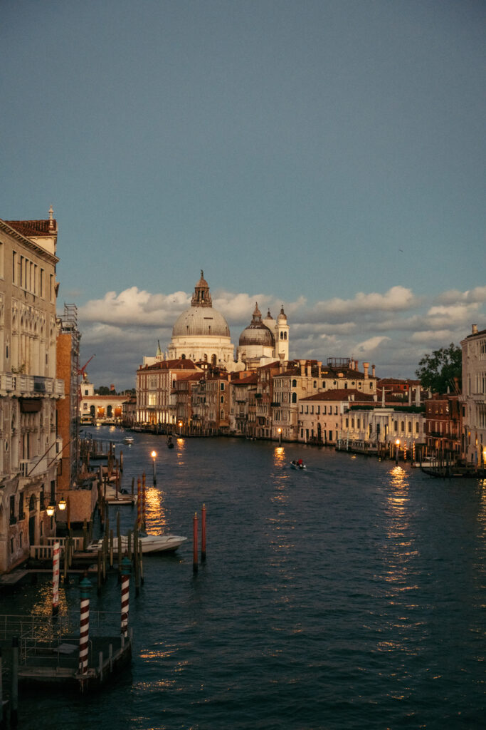 Dusk view from the Accademia bridge in Venice