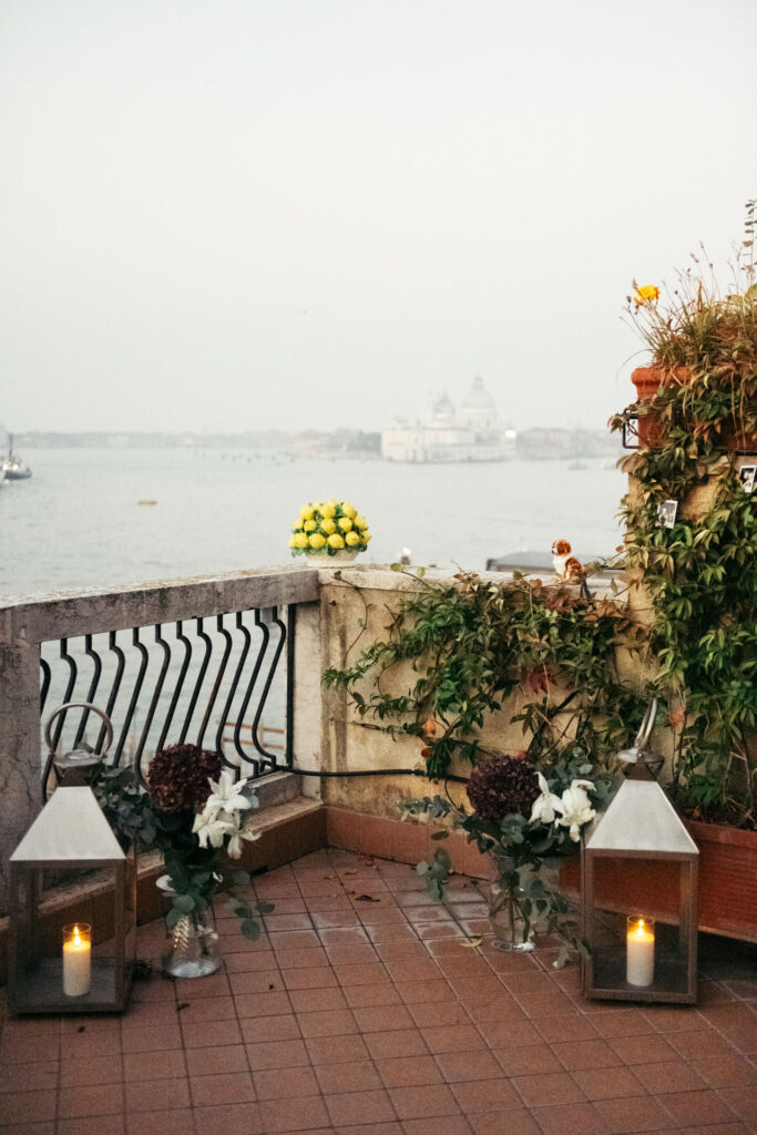 The ceremony site, a terrace with Venice on the background