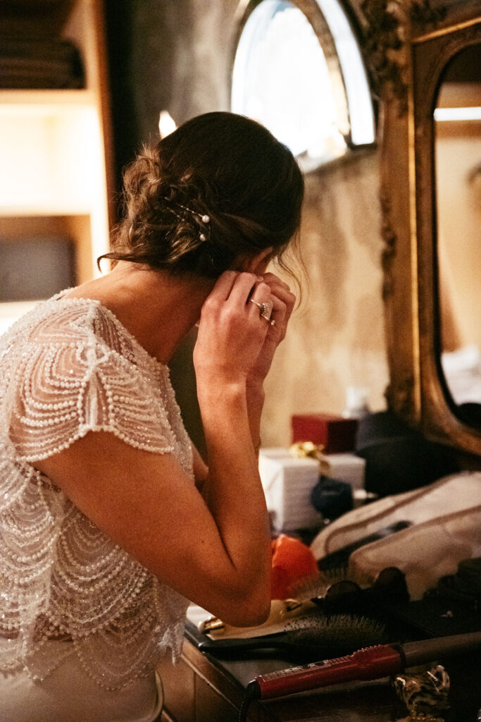 Bride getting ready before the ceremony