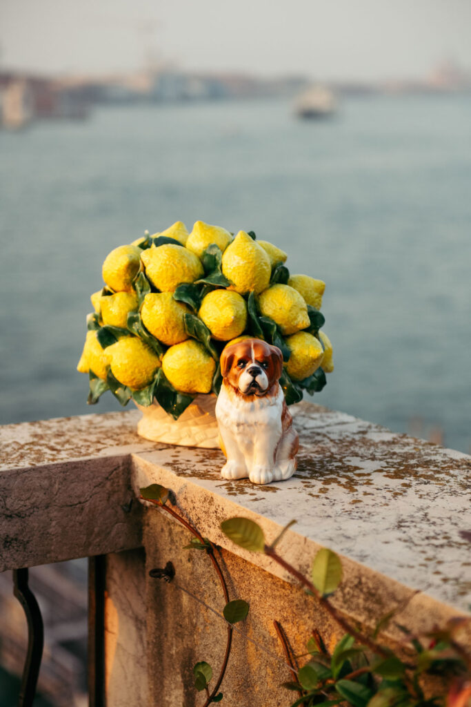 The ceramic statue of a Saint Bernard dog