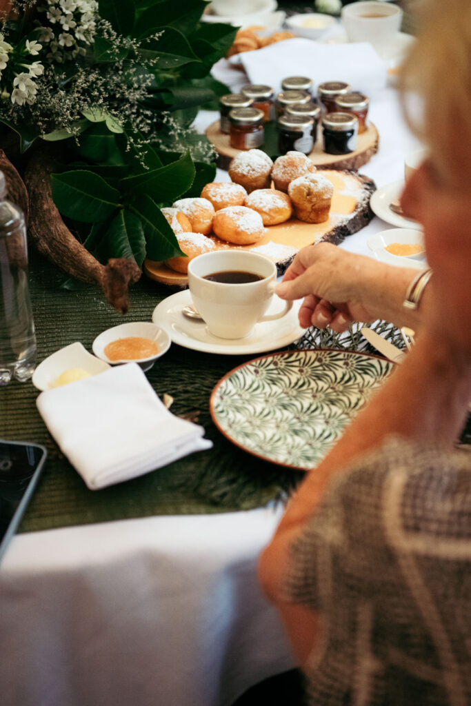 Detail of guests enjoying their breakfast