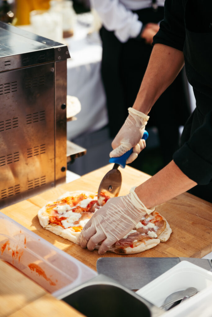 Pizza at the wedding reception in Langhe Italy