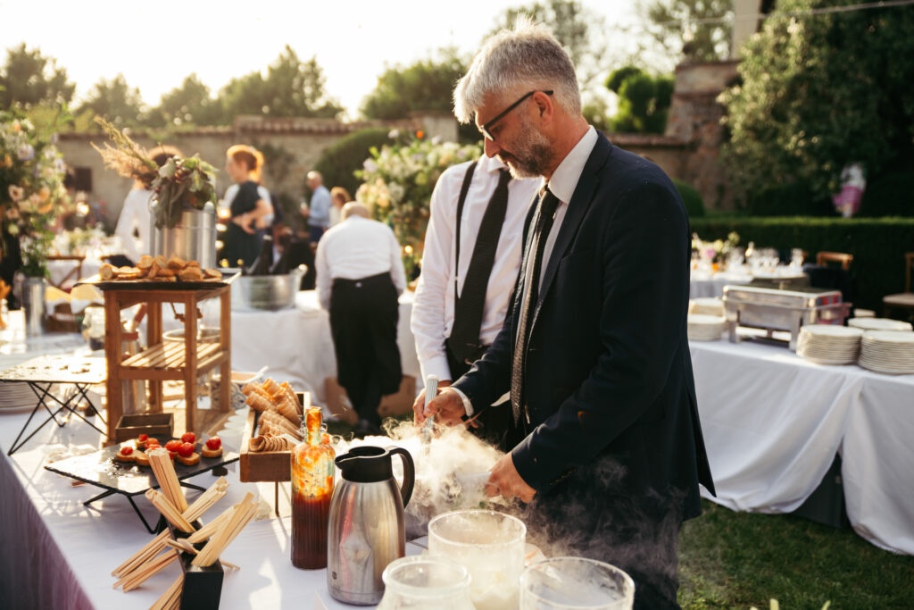 Catering at the aperitif during wedding reception