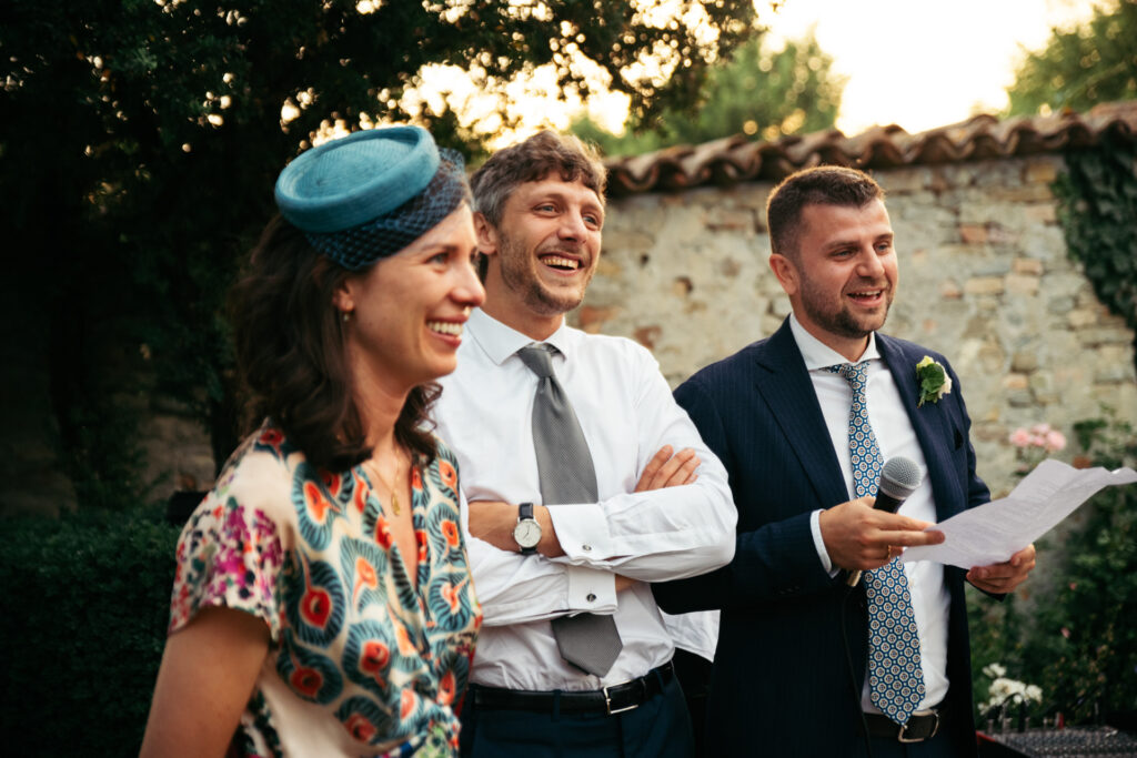 Guests making their speeches to the bride and the groom