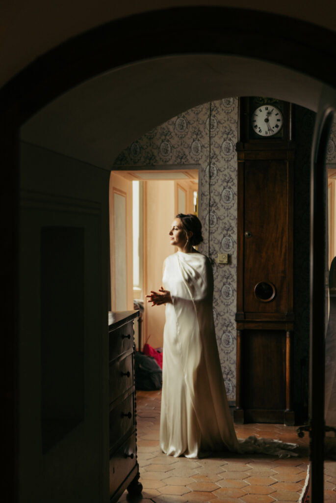 Bride impatiently waiting for the ceremony to start