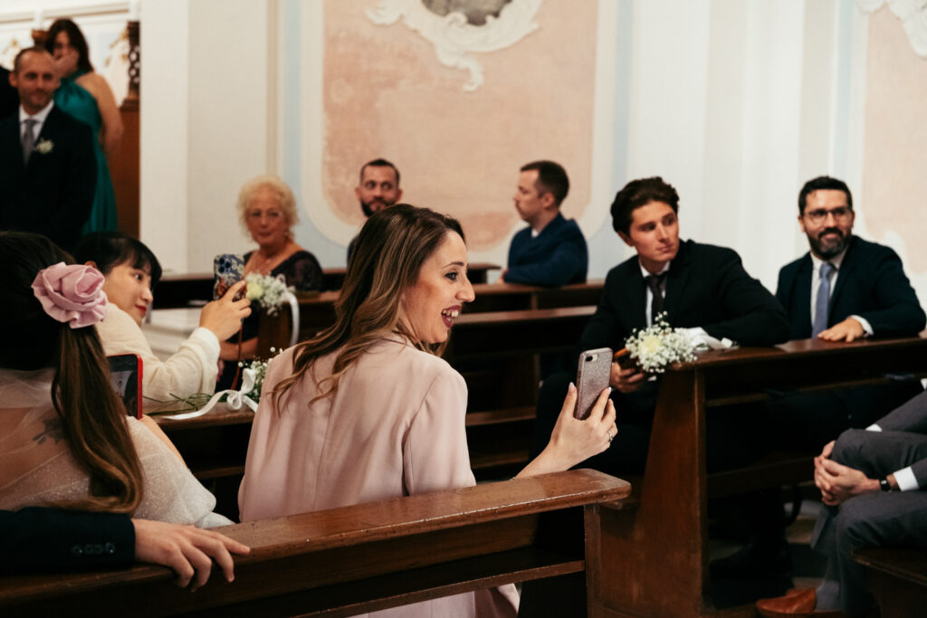 Guests turn to look at the bride's entrance