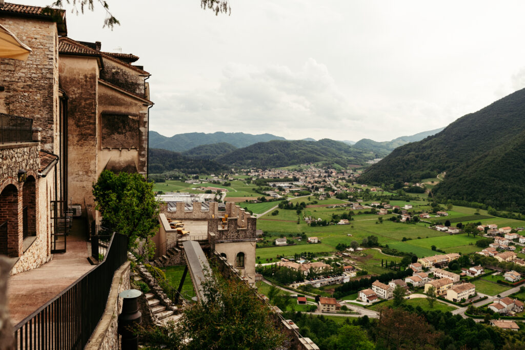 Breathtaking view of the Prosecco Hills from CastelBrando—perfect for destination weddings in Italy.