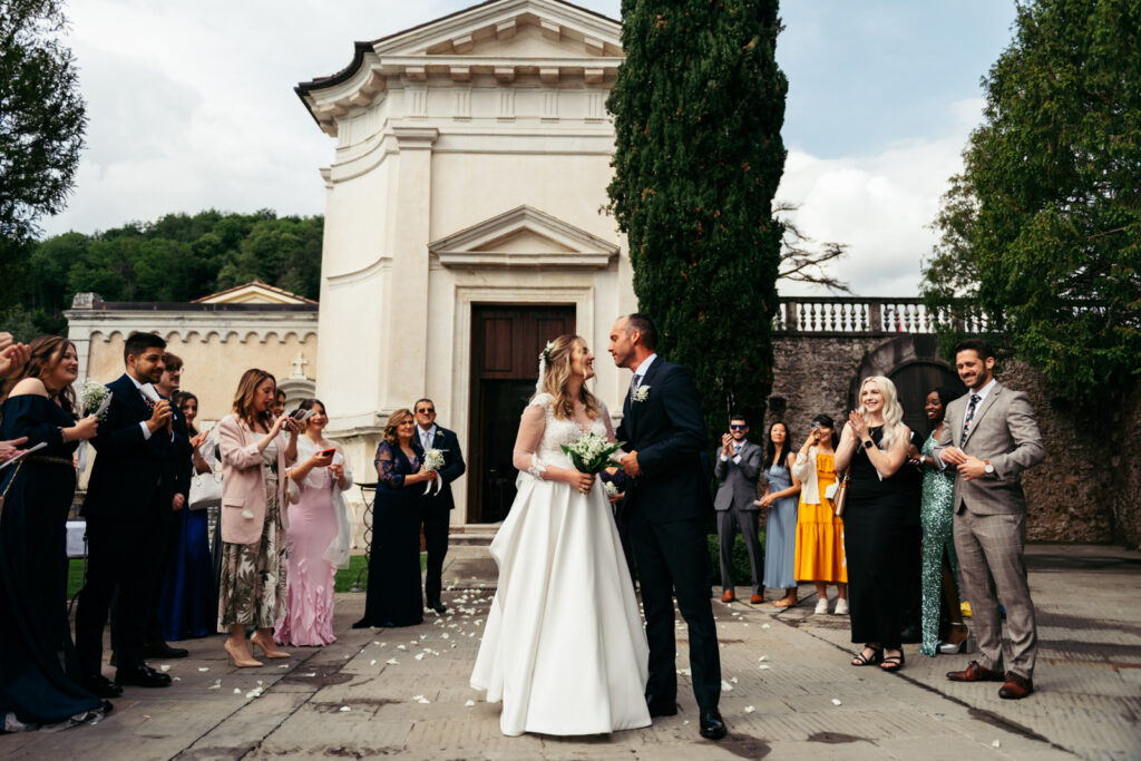 Joyful moment with family and friends after the ceremony.