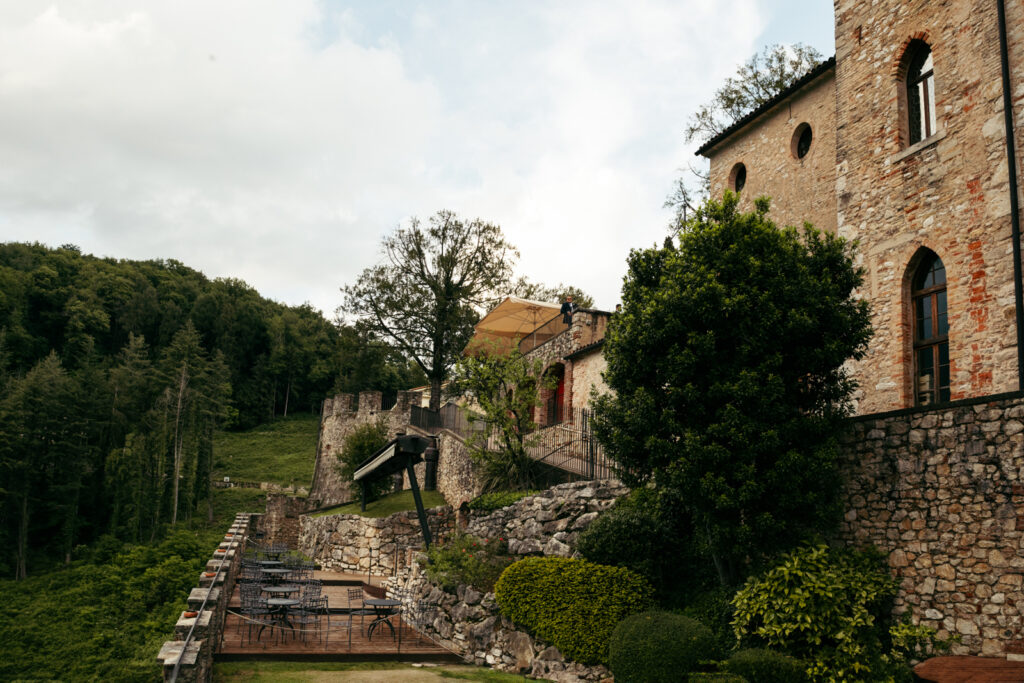 Scenic view of CastelBrando surrounded by greenery in the Prosecco Hills.