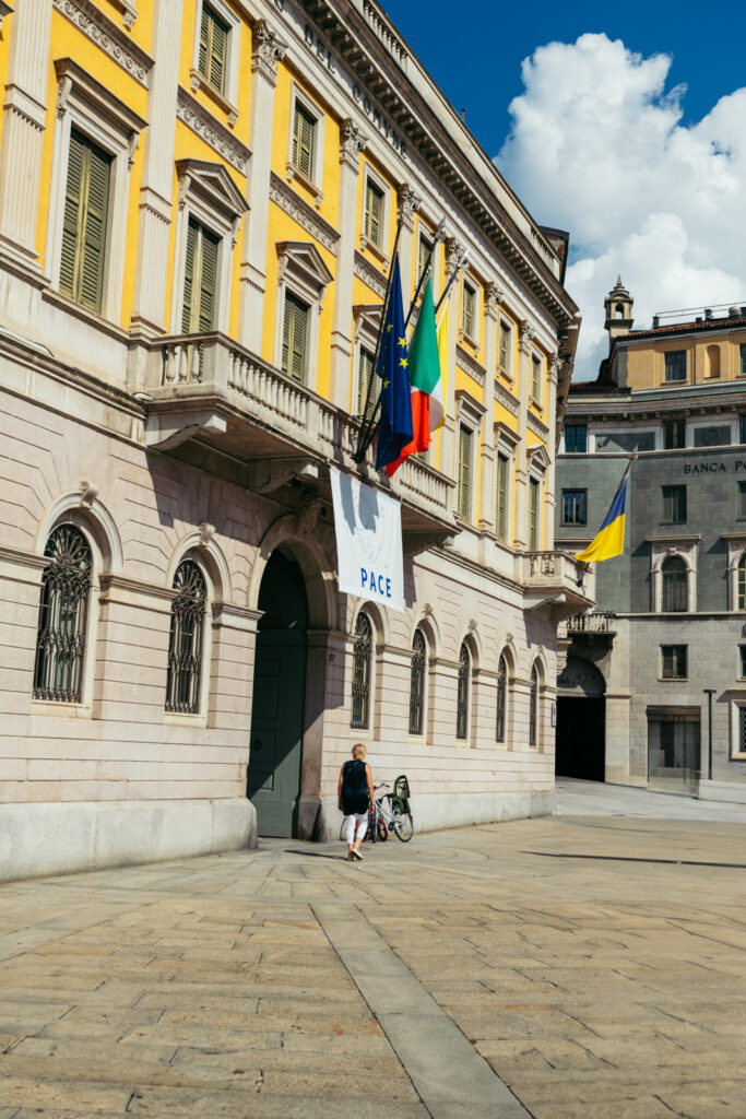 Historic town hall building in Bergamo, Italy, near the wedding venue