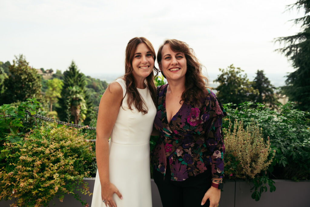 Bride with her photographer before the ceremony at Villa Elena, Bergamo