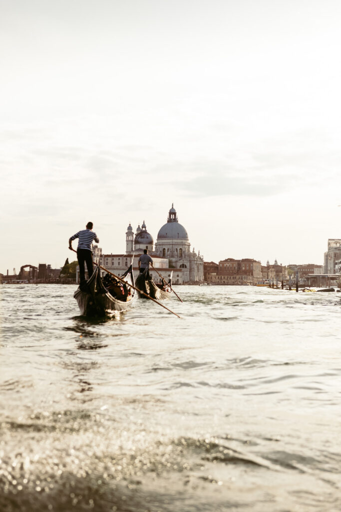 Gondola ride along the Grand Canal with a view of Venice’s iconic Santa Maria della Salute