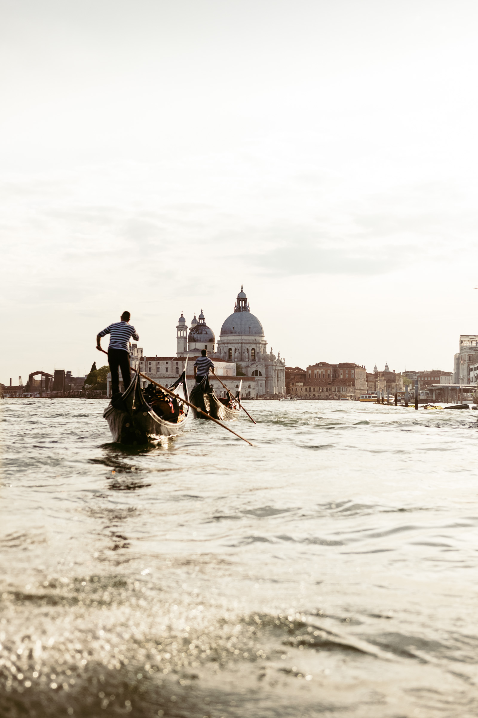 Gondola ride along the Grand Canal with a view of Venice’s iconic Santa Maria della Salute